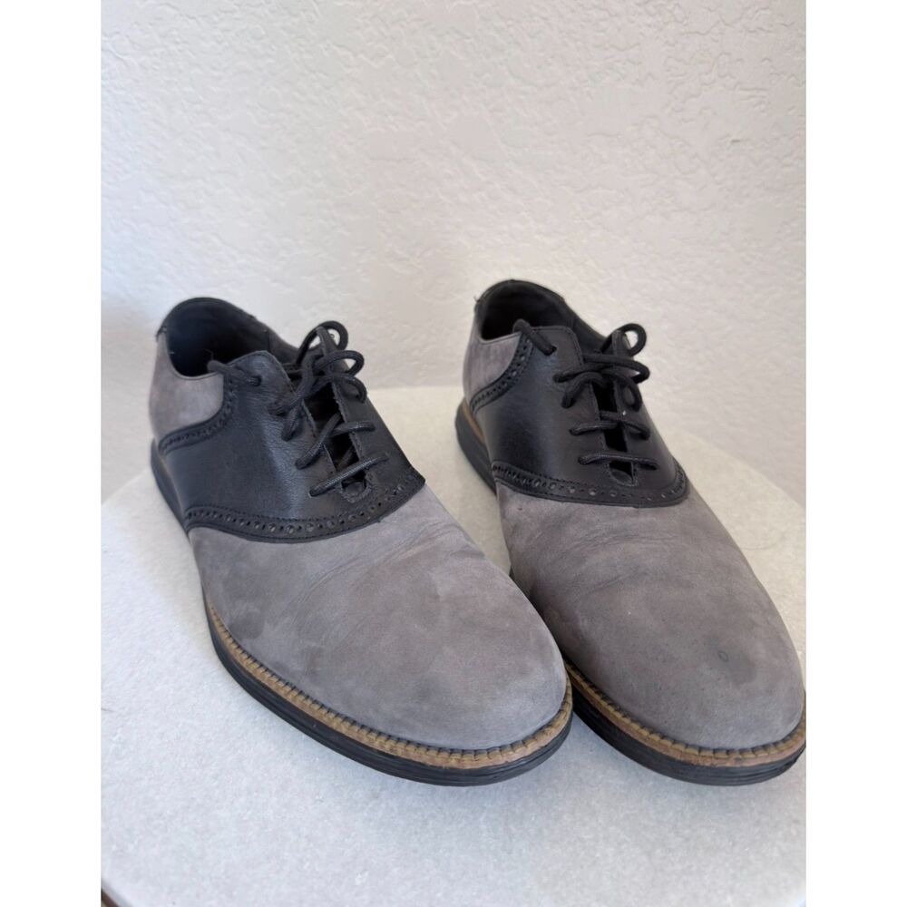 Cole Haan Men’s Gray & Black Leather Saddle Shoes Size 11